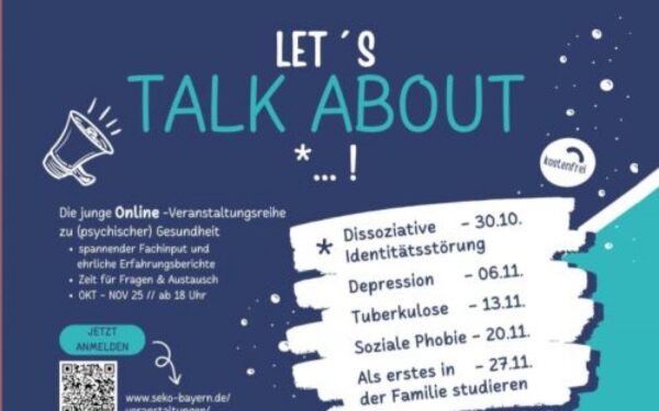 Plakat SeKo Bayern Veranstaltungsreihe Let´s talk about