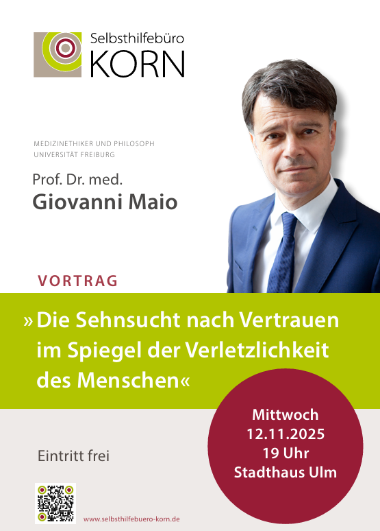 Veranstaltunghinweis mit Foto des Referenten Prof. Maio